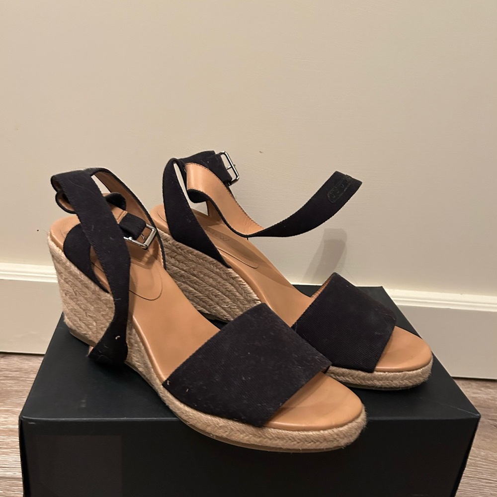 J Crew - Black Espadrille Wedge Sandals